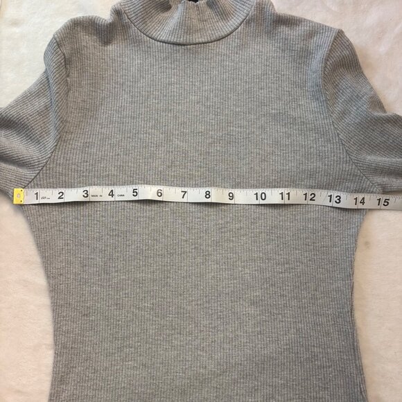 Windsor Womens Ribbed Gray Long Sleeve Mock Turtleneck Top Juniors Size XL - Picture 7 of 10
